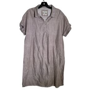 Vicci Brown Short Sleeves Linen Shirt Dress Size 38